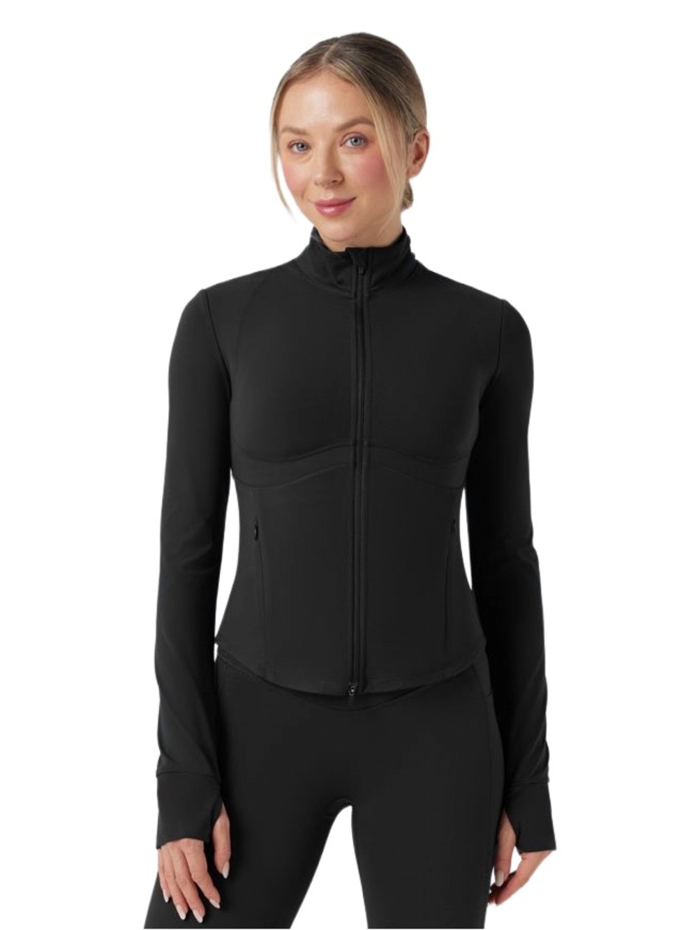 halara ultrasculpt mock neck push up long sleeve thumb hole zipper jacket
